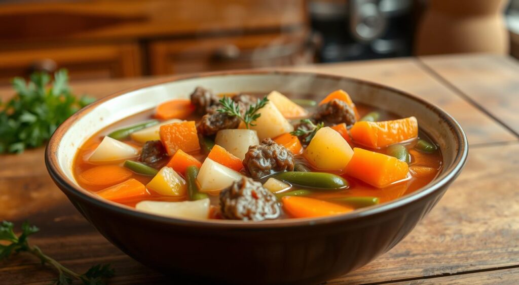 homemade beef and vegetable soup