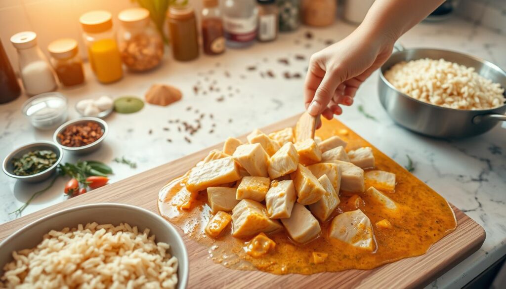 assembling butter chicken
